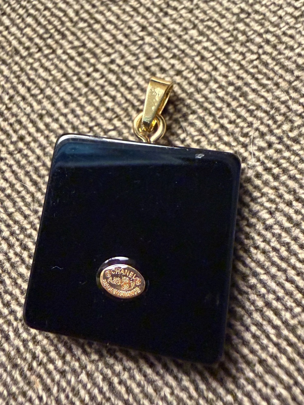Chanel 24A CC Rhinestone Resin Checkerboard Pendant France - Picture 7 of 13